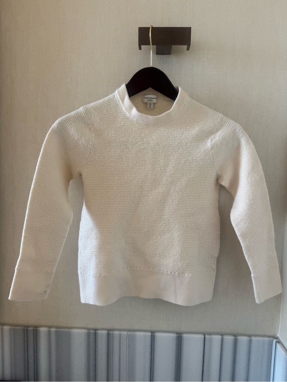 Club Monaco 100% Merino Wool Ivory Textured Sweater